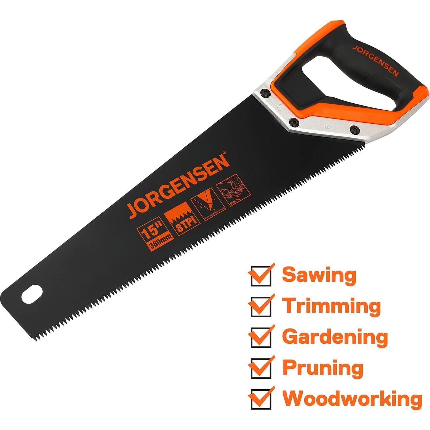 Sierra de Mano JORGENSEN 38.1 cm Acero SK5 Ergonómica