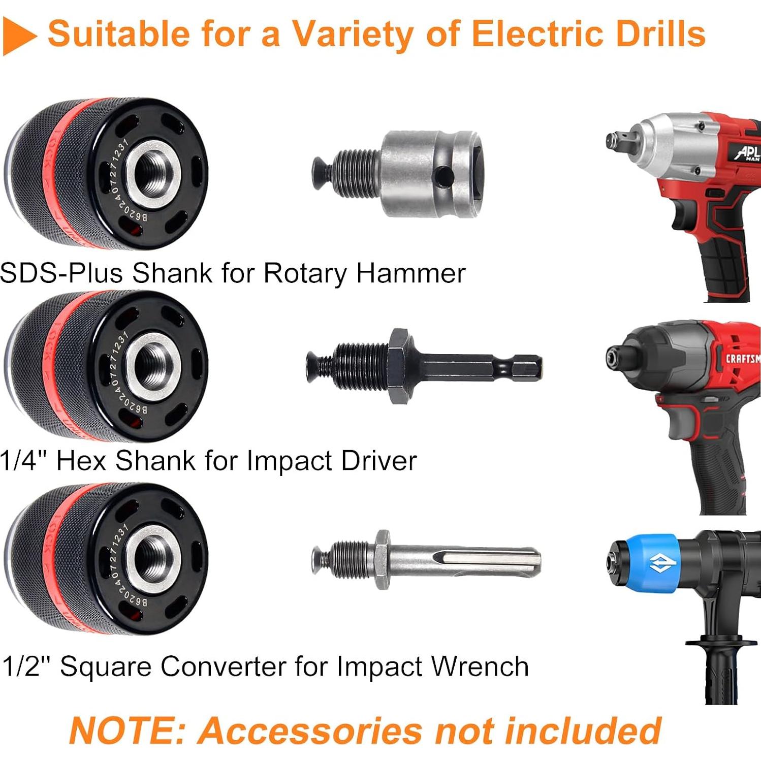 Mandril Sin Llave YUEARN 1/2"-20UNF para Milwaukee M18, 1.5-13 mm