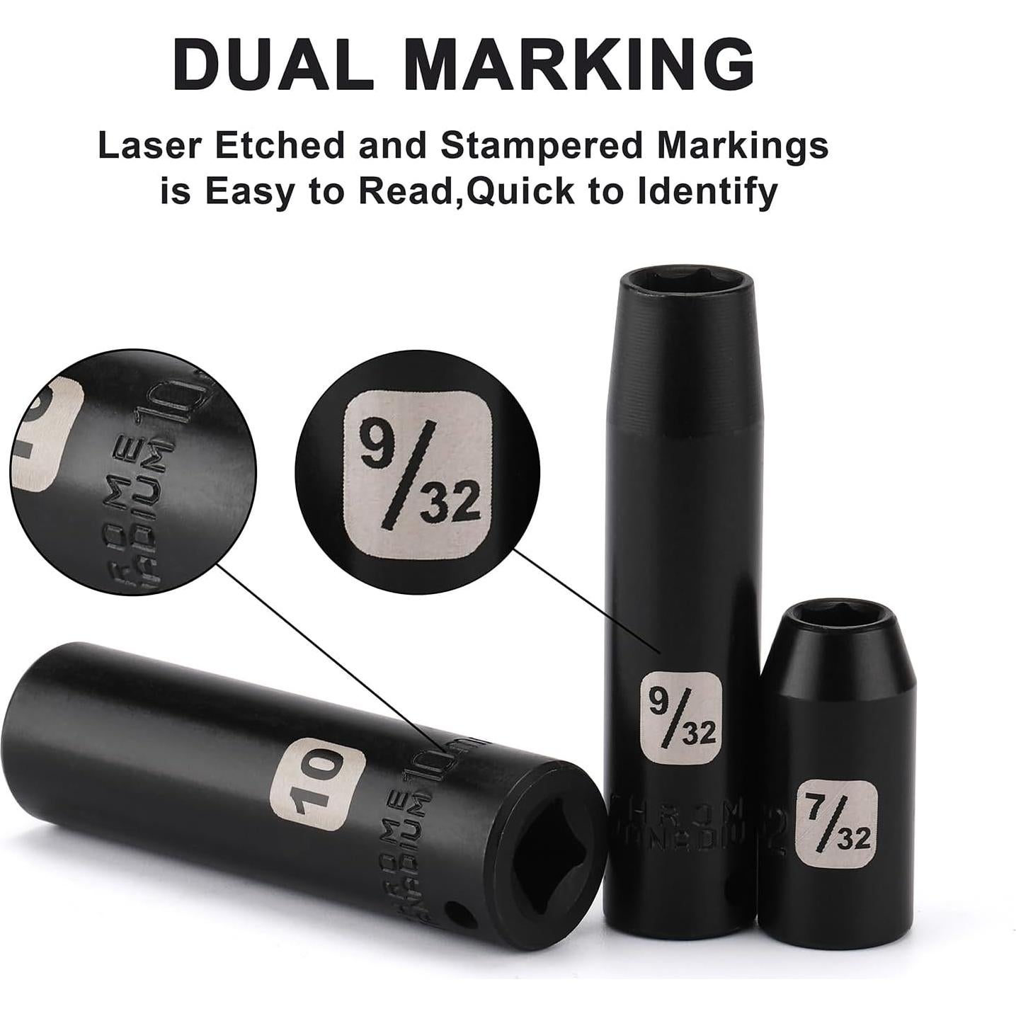 Juego de Enchufes de Impacto Mayouko 50PCS 1/4" Metrico/SAE