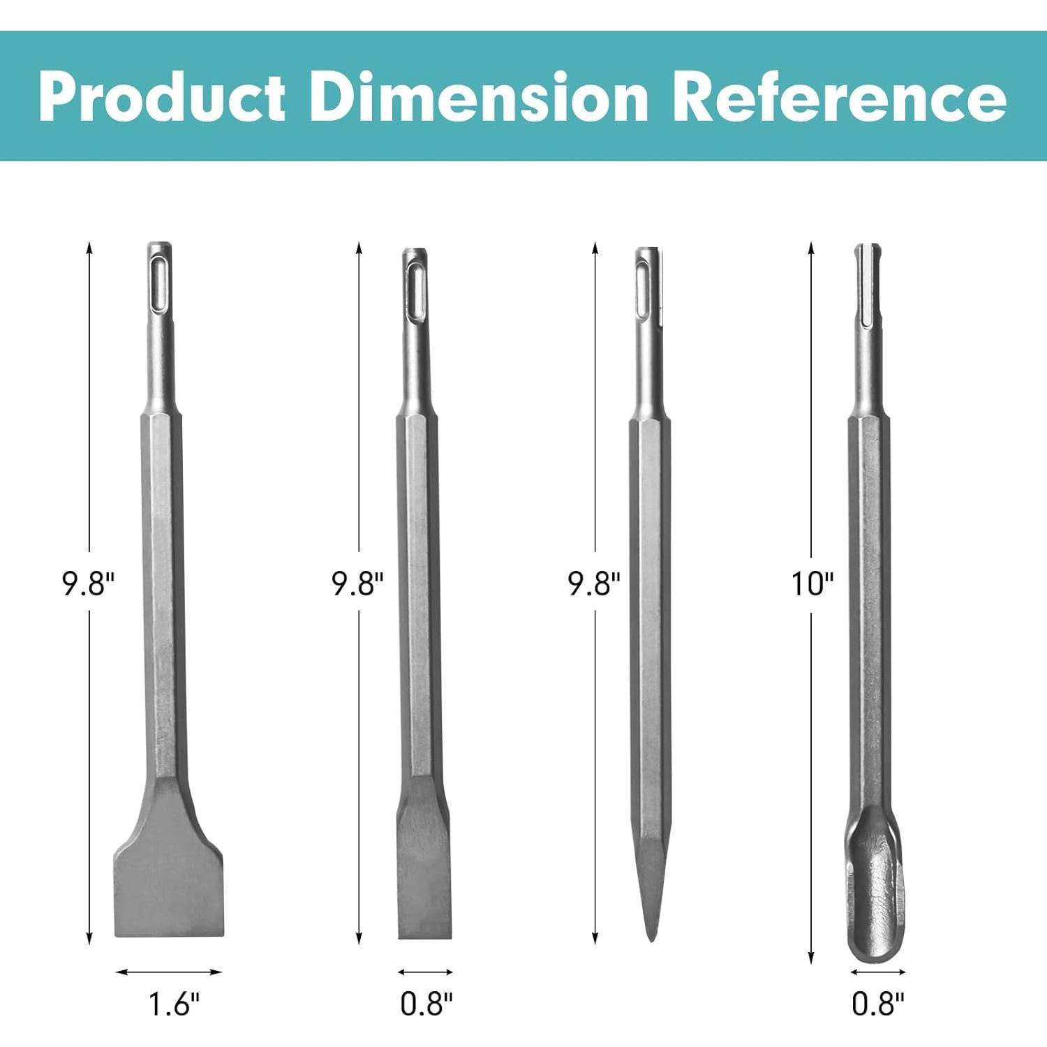Juego de Cinceles SDS-Plus YOSIGHT 4 Piezas Carburo