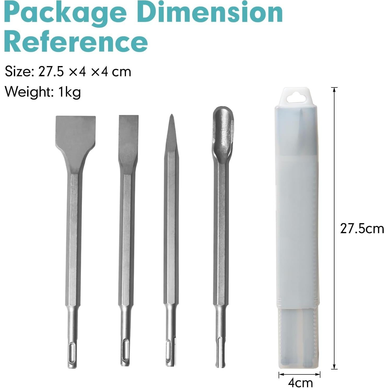 Juego de Cinceles SDS-Plus YOSIGHT 4 Piezas Carburo
