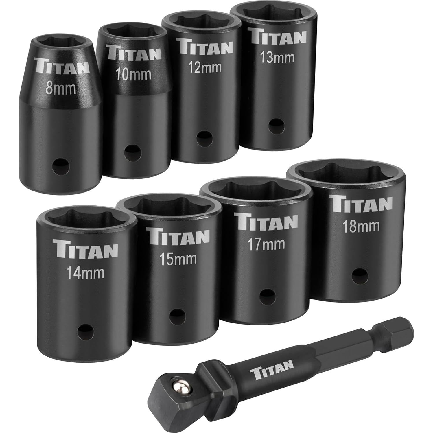 Juego de 9 Piezas de Accesorios de Impacto Titan 48201 8-18mm