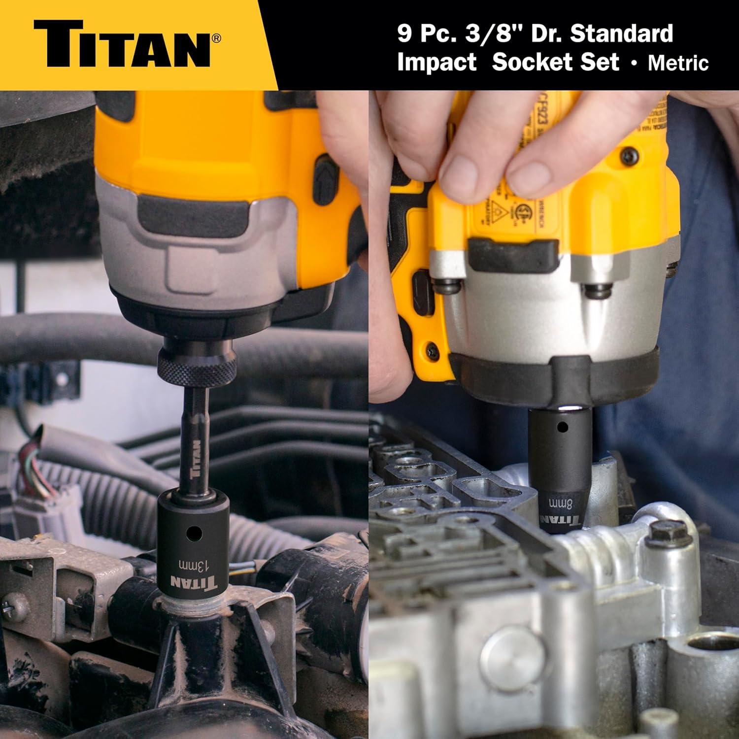 Juego de 9 Piezas de Accesorios de Impacto Titan 48201 8-18mm