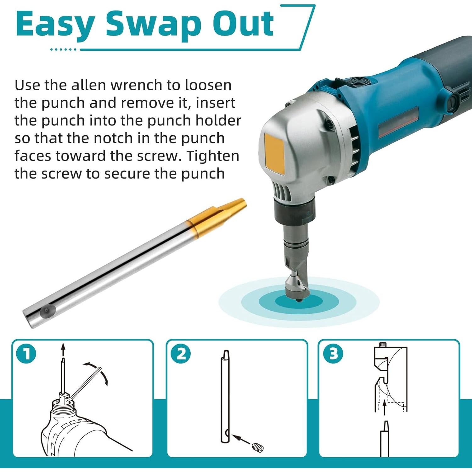 Punzón Nibbler Makita A-83951 Reemplazo Acero 16 Gauge