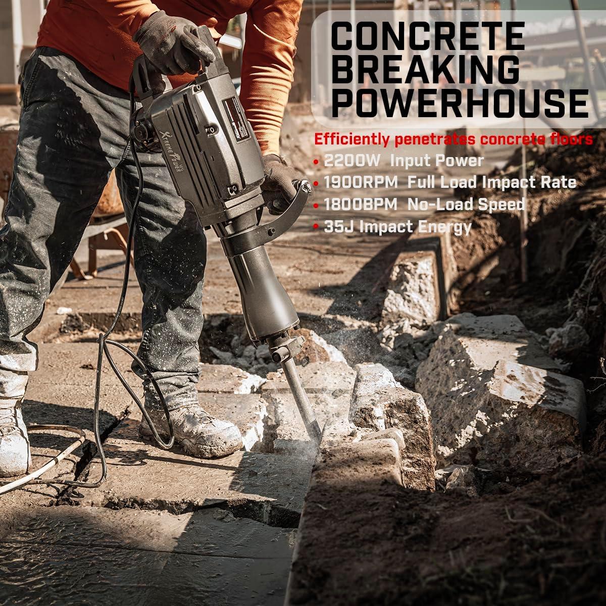Martillo Demoledor Eléctrico XtremepowerUS 2200W con Cinceles