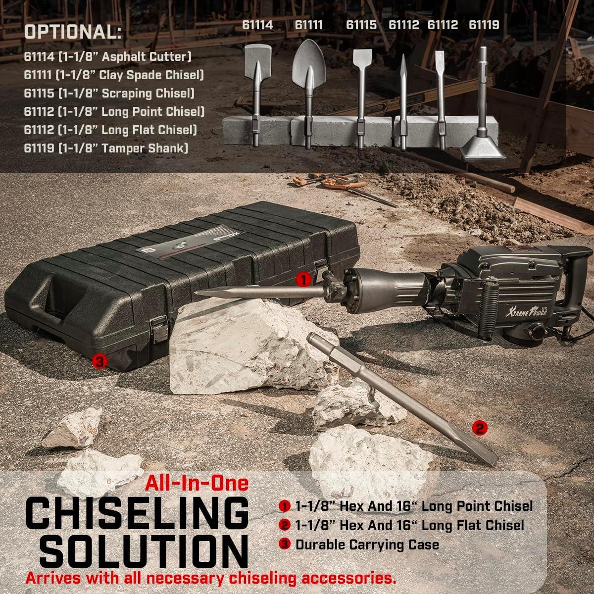 Martillo Demoledor Eléctrico XtremepowerUS 2200W con Cinceles