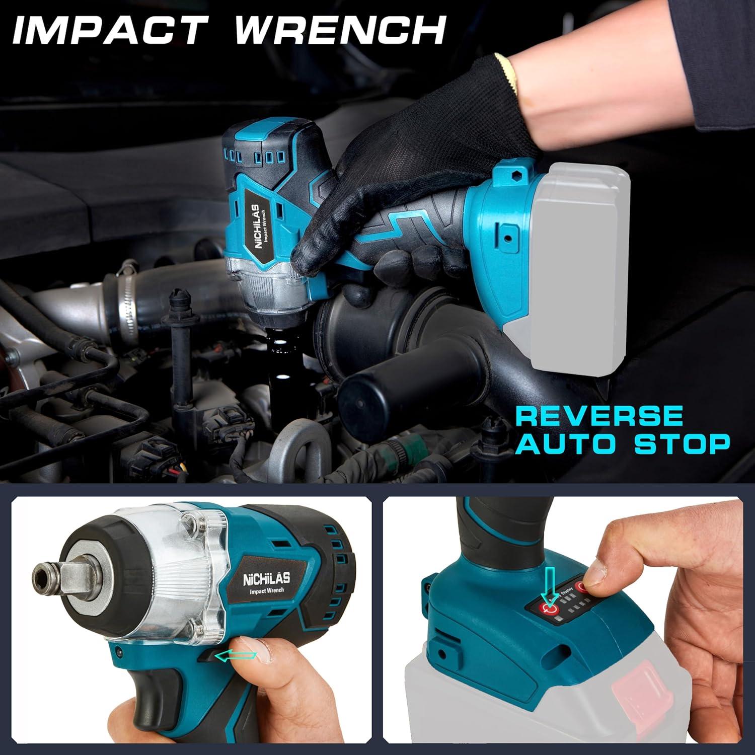 Llave de Impacto Inalámbrica Nichilas 18V 420Nm 2 en 1