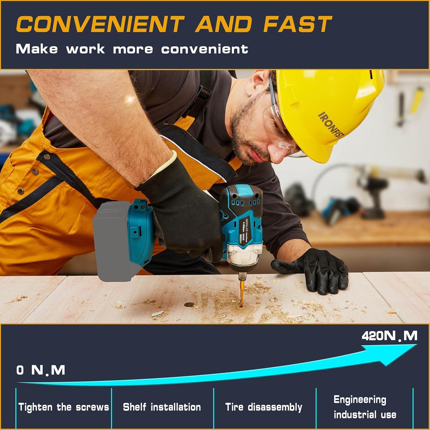 Llave de Impacto Inalámbrica Nichilas 18V 420Nm 2 en 1