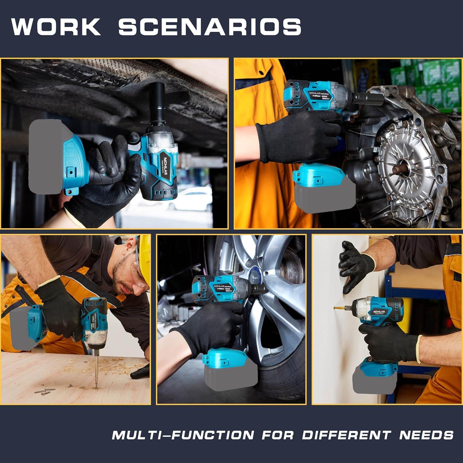 Llave de Impacto Inalámbrica Nichilas 18V 420Nm 2 en 1