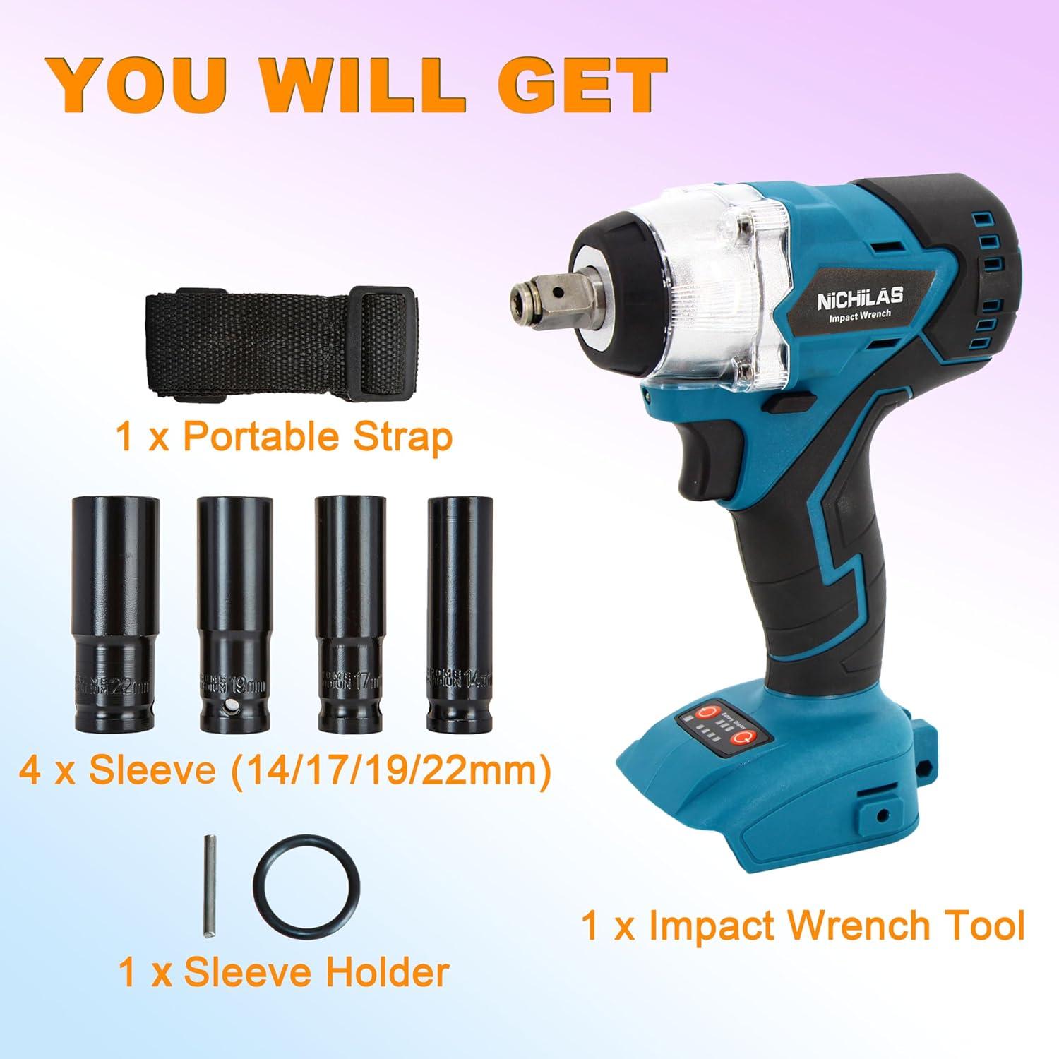 Llave de Impacto Inalámbrica Nichilas 18V 420Nm 2 en 1