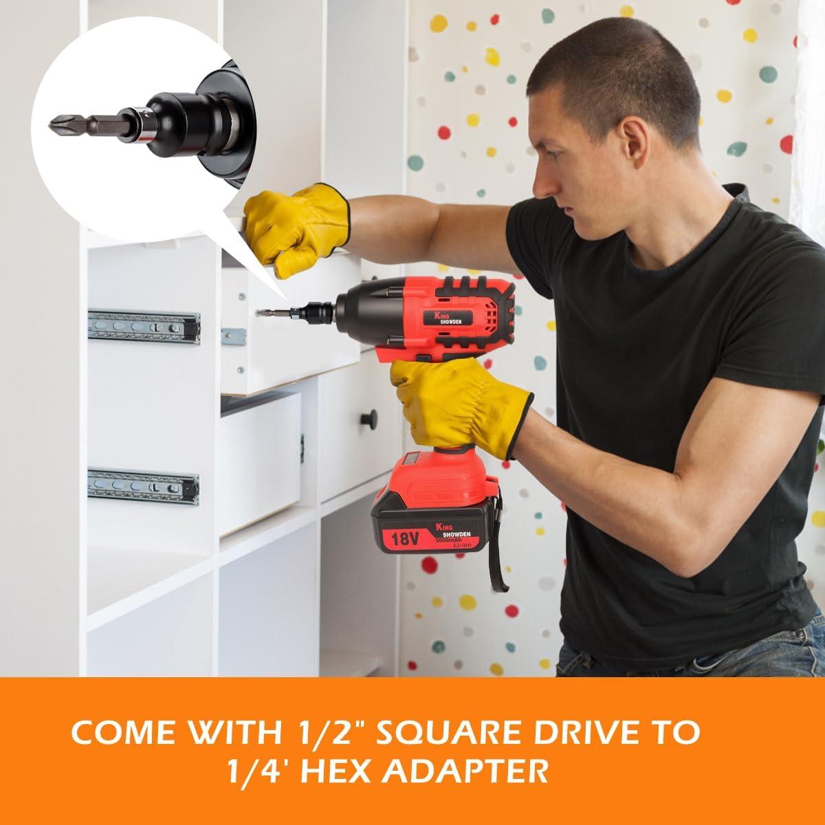 Llave de impacto inalámbrica Drytuns 18V 1500Nm 4 en 1