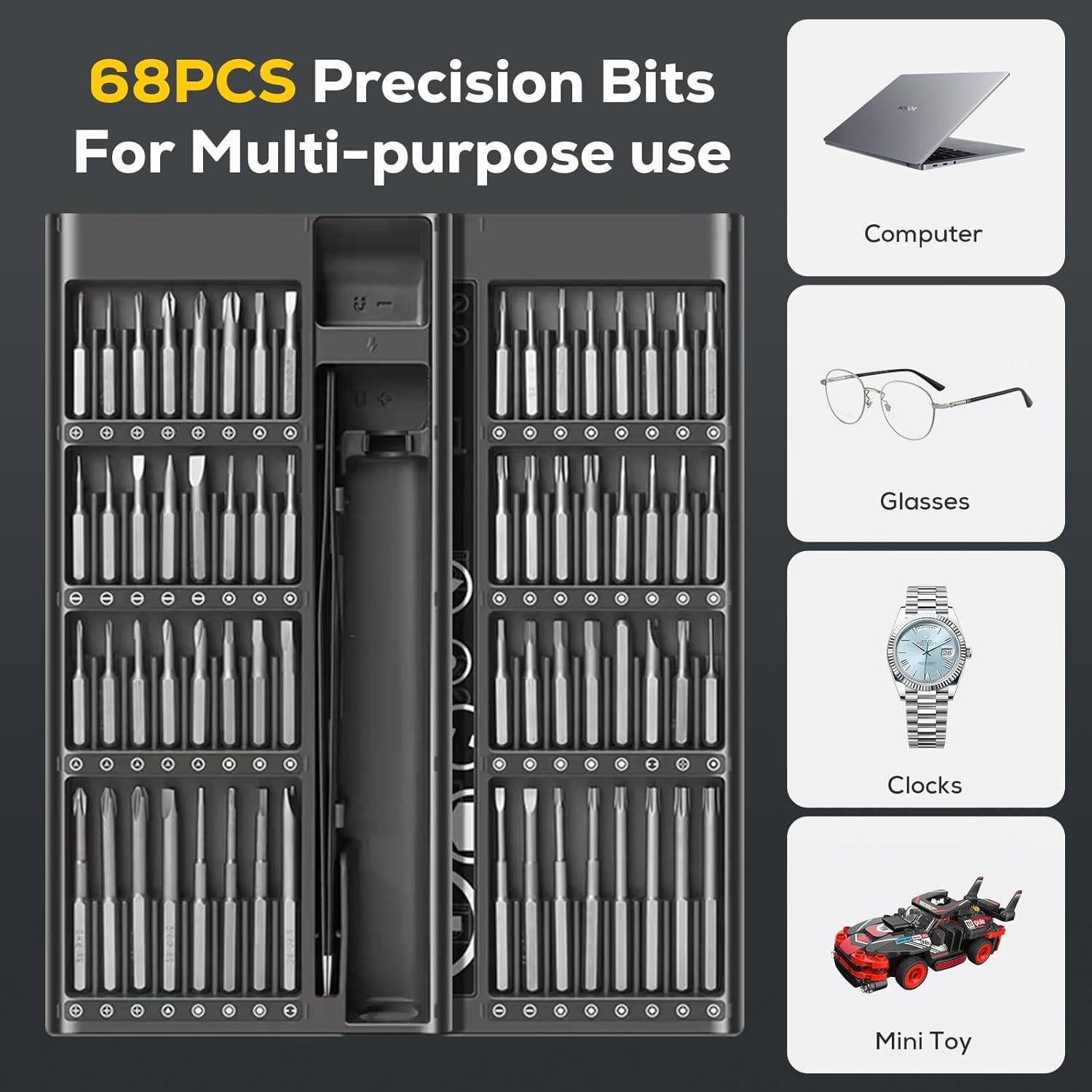 Destornillador Eléctrico Vilcome 68 en 1 Recargable 300 RPM