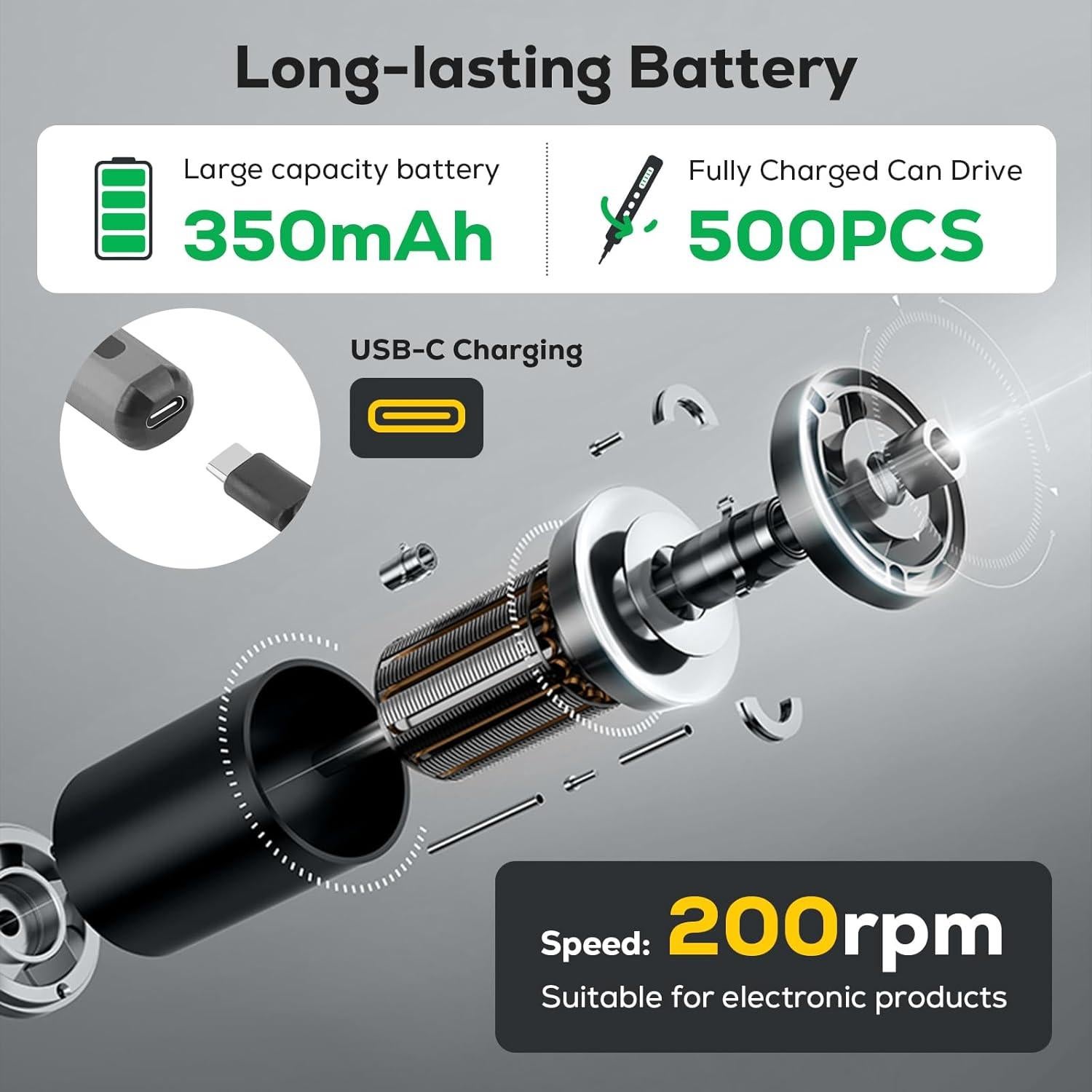 Destornillador Eléctrico Vilcome 68 en 1 Recargable 300 RPM