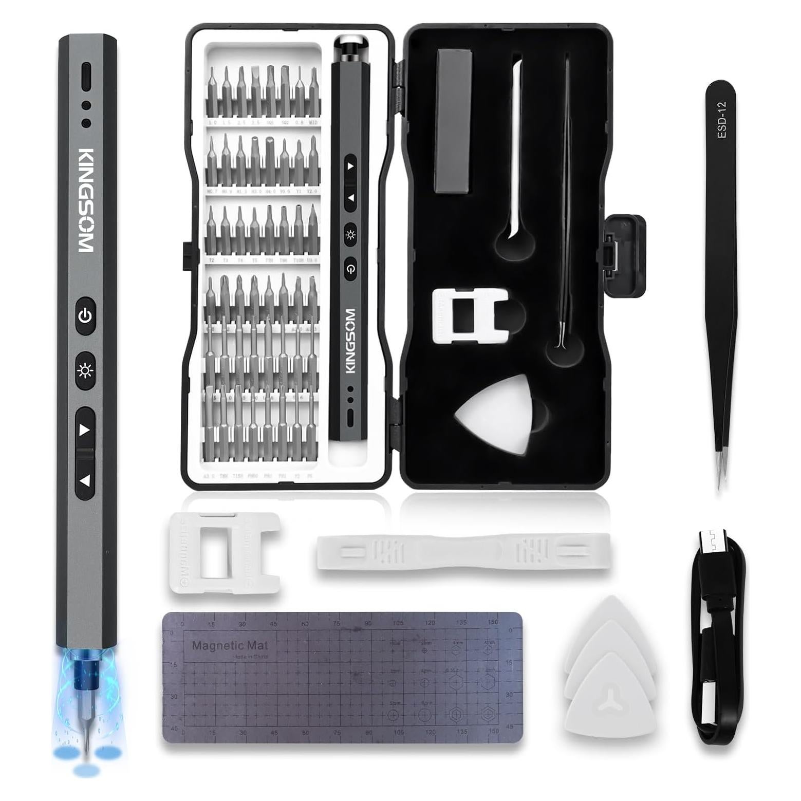 Destornillador Eléctrico KINGSOM KS-ES55 Mini 55-en-1 con Luz LED