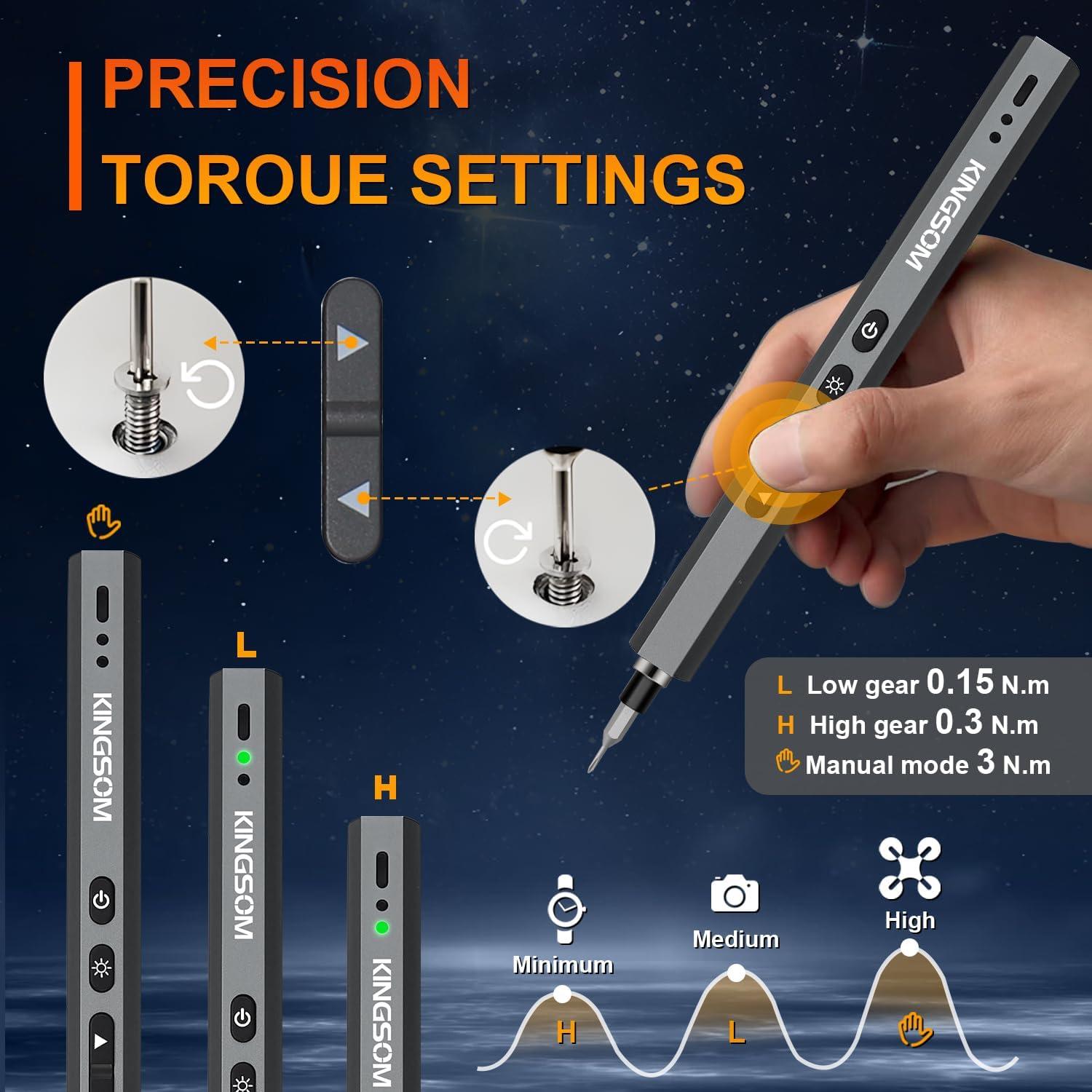 Destornillador Eléctrico KINGSOM KS-ES55 Mini 55-en-1 con Luz LED