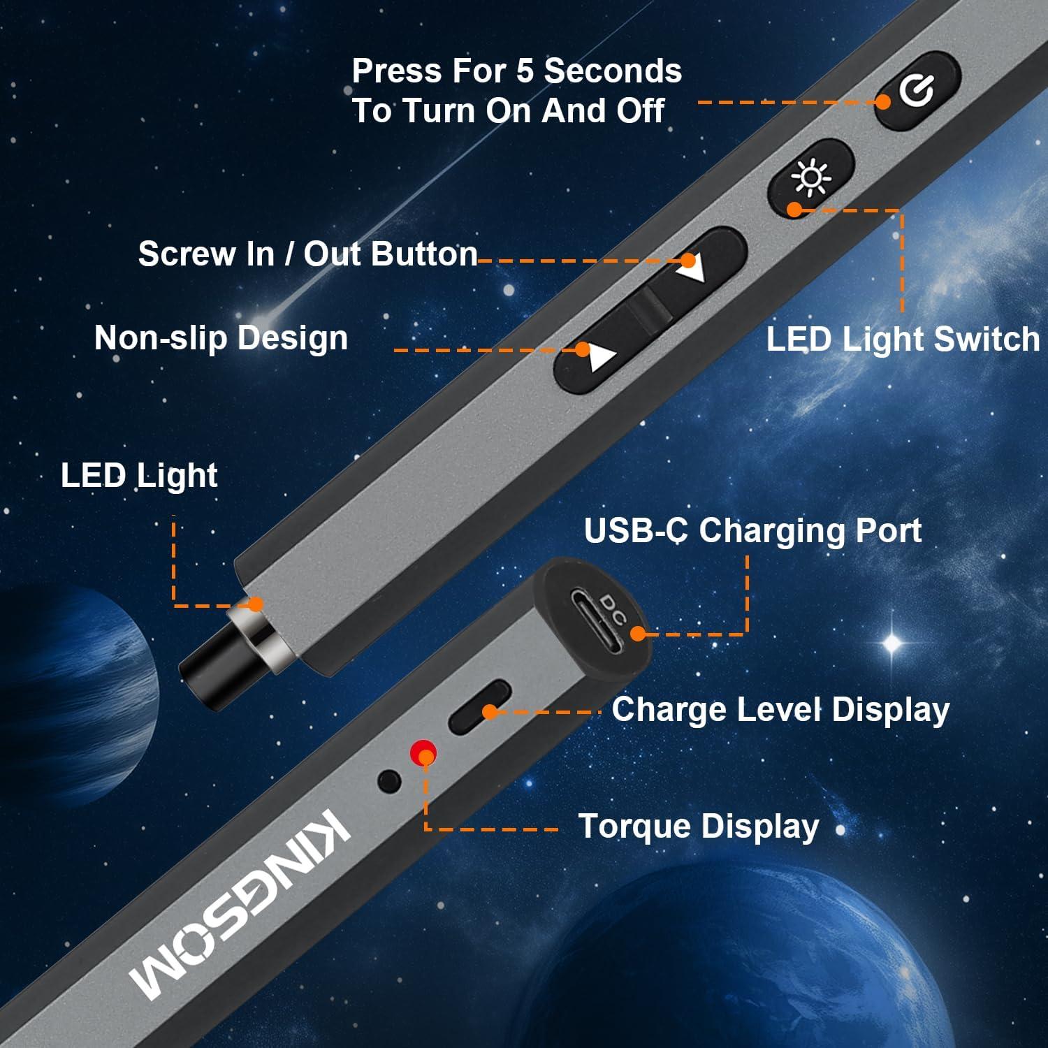 Destornillador Eléctrico KINGSOM KS-ES55 Mini 55-en-1 con Luz LED
