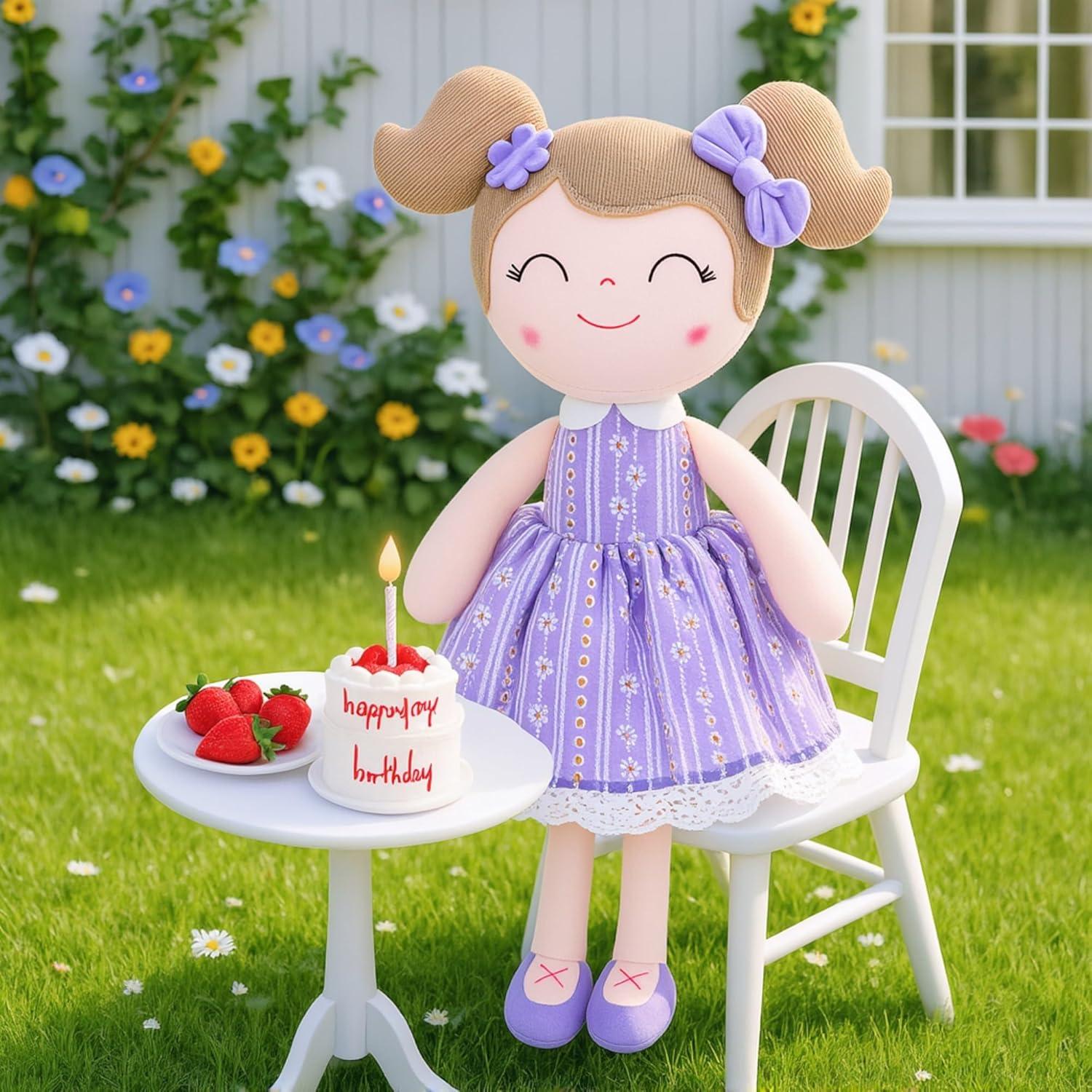 Muñeca de Peluche Gloveleya 40.64 cm Lavanda con Canasta