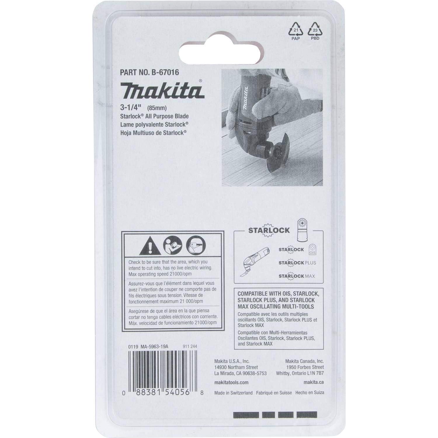 Cuchilla Multiusos Starlock Makita B-67016 3.5" BiM