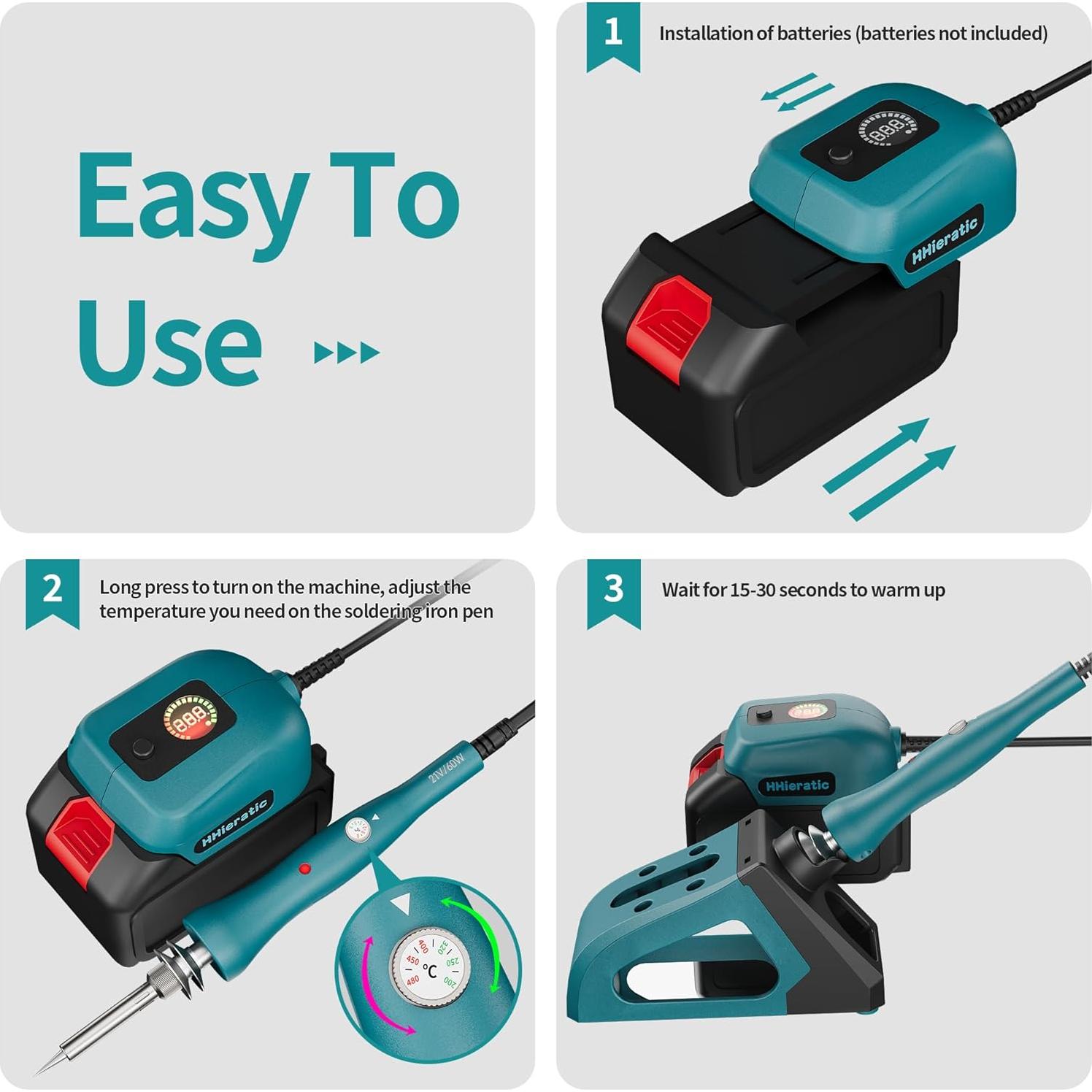 Kit de Soldador Inalámbrico HHieratic 60W para Batería 18V