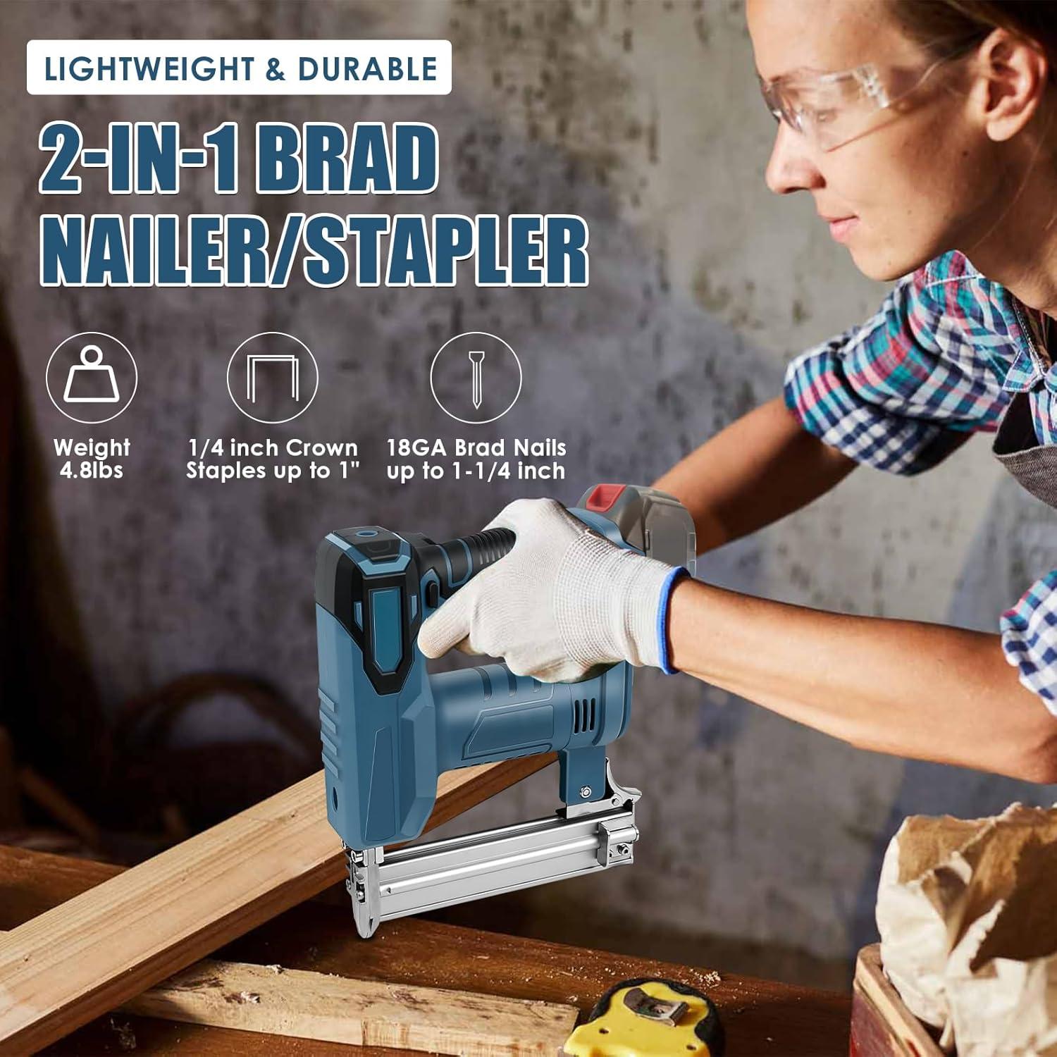 Clavadora Inalámbrica 2 en 1 LEZZYRUCK 18V LXT con 500 Clavos y Grapas