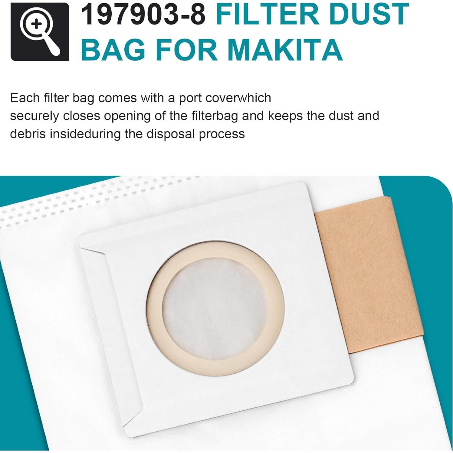 Paquete de 12 bolsas de filtro Giokyi 197903-8 para aspiradoras Makita