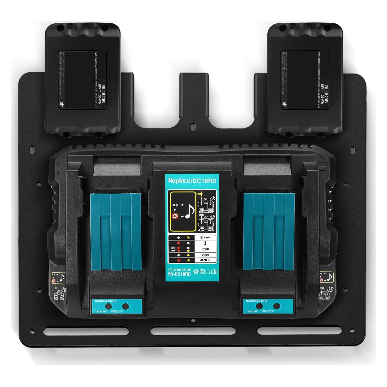 Soporte de Pared Riuog para Baterías y Cargadores Makita 18V