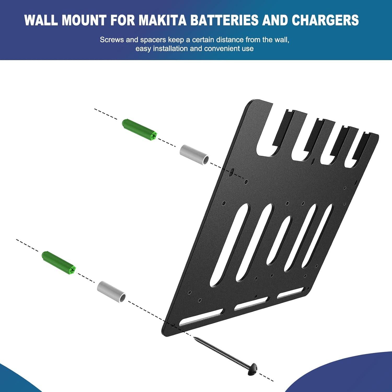 Soporte de Pared Riuog para Baterías y Cargadores Makita 18V