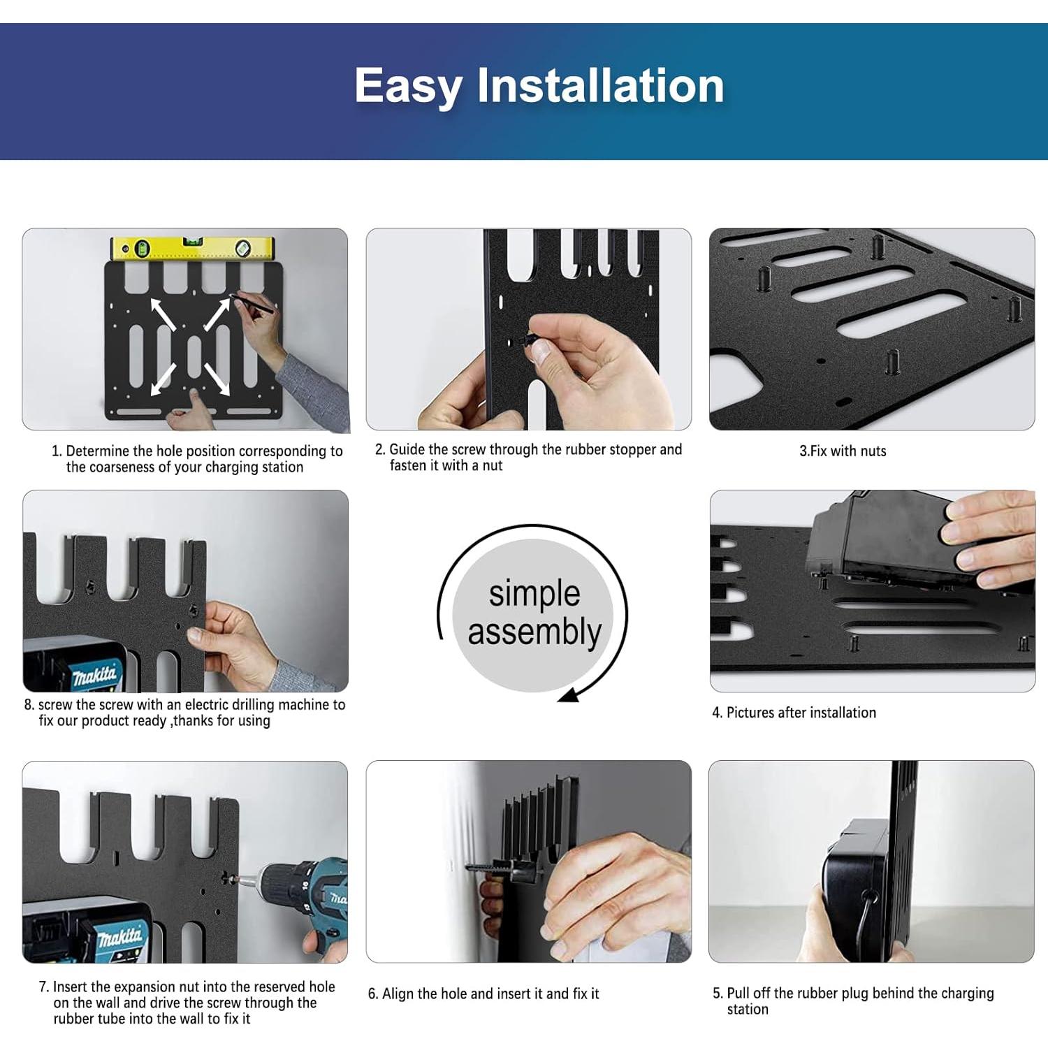 Soporte de Pared Riuog para Baterías y Cargadores Makita 18V