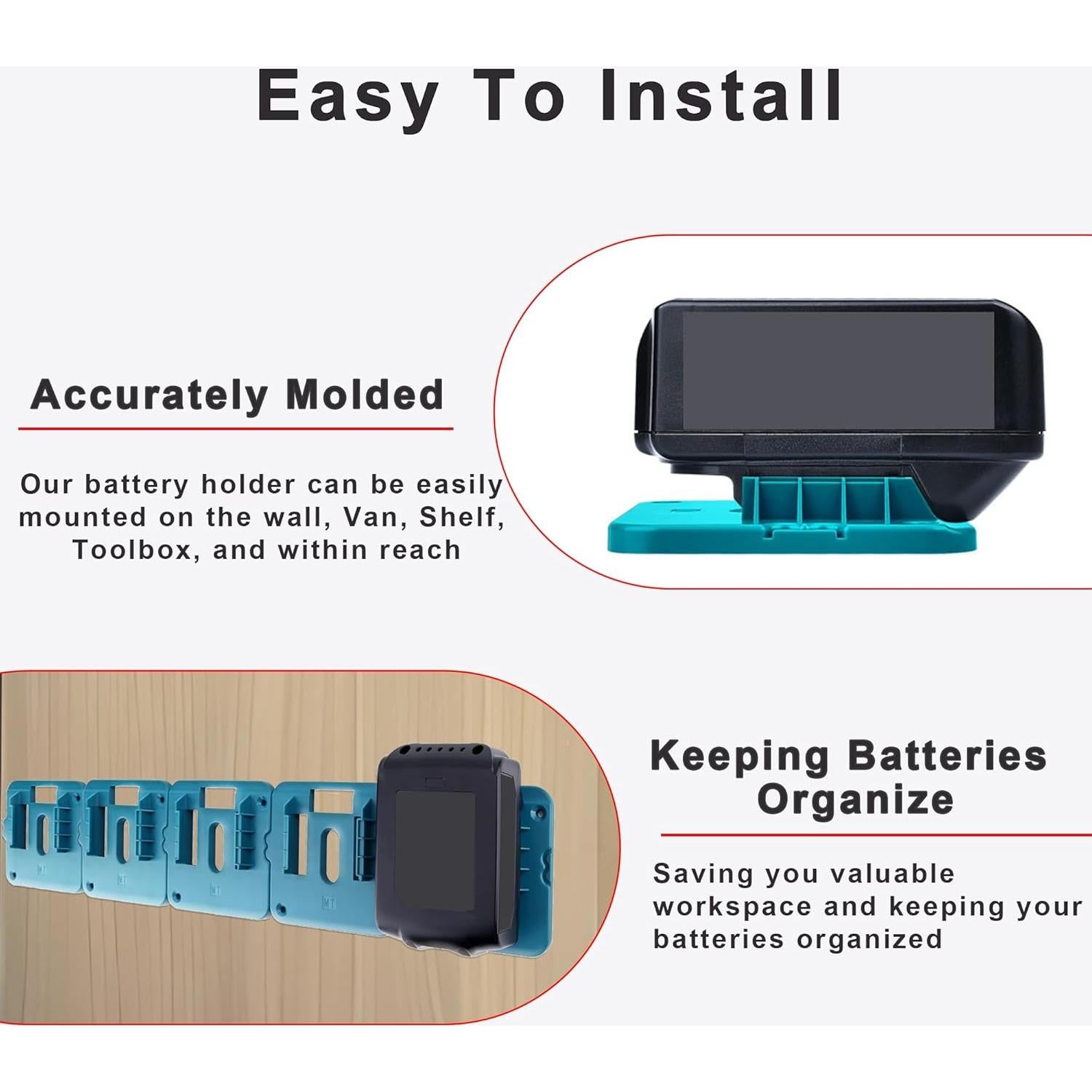 Soporte de Batería Makita 18V WeToolGoo - 10 Pack Montaje Pared