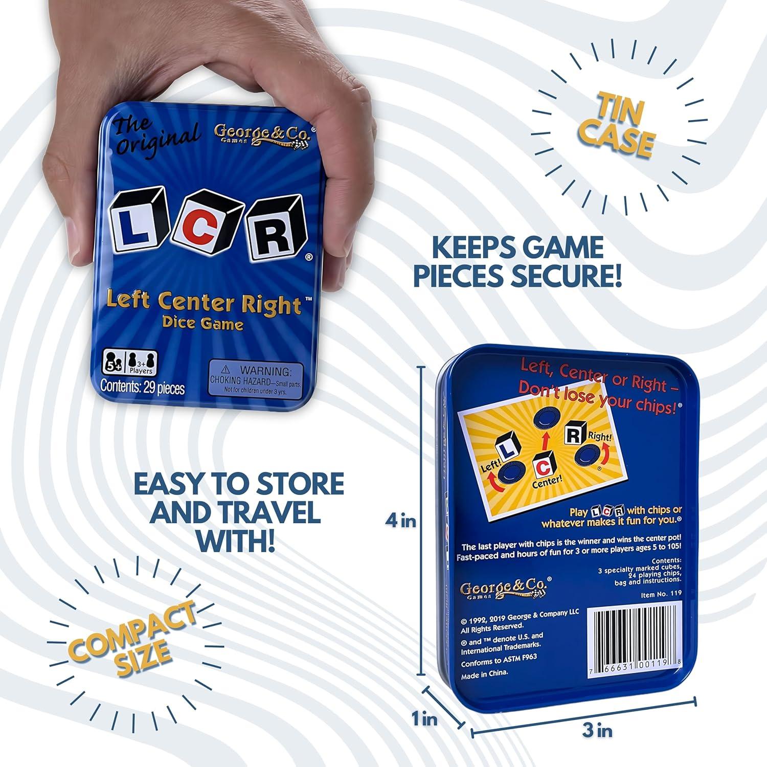 Juego de Dados LCR Izquierda Centro Derecha - Lata Azul