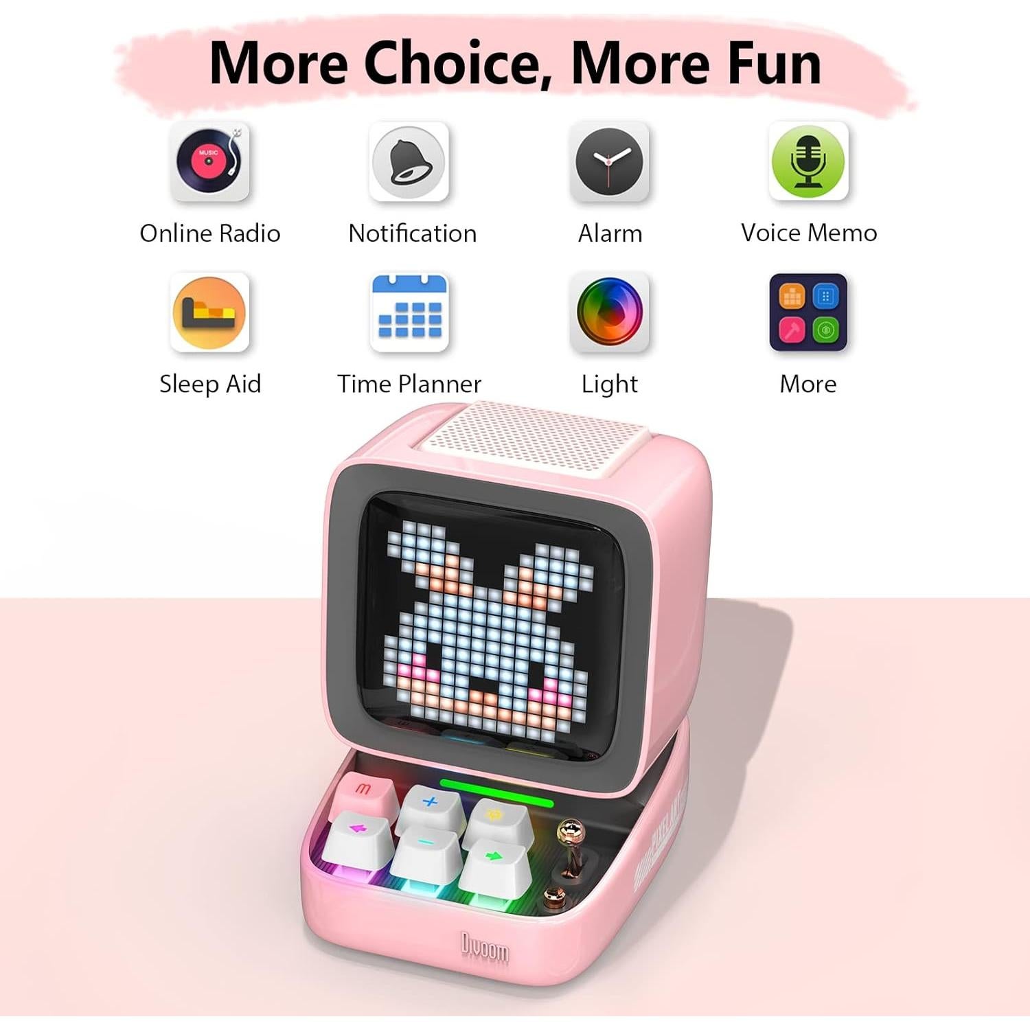 Divoom Ditoo Altavoz Bluetooth Retro 10W Rosa LED 16x16