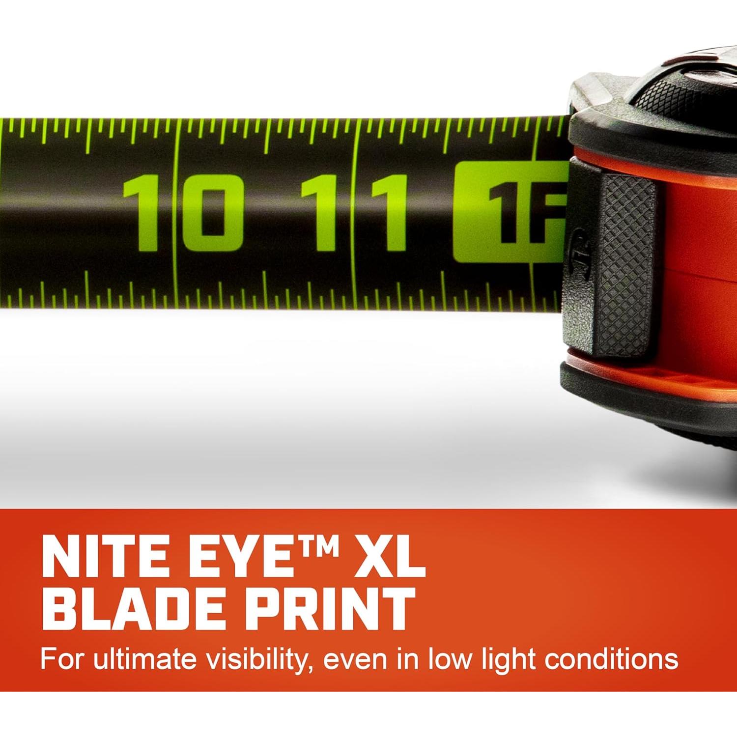 Cinta Métrica WORKHORSE Crescent 10.67 m Doble Cara NITE EYE