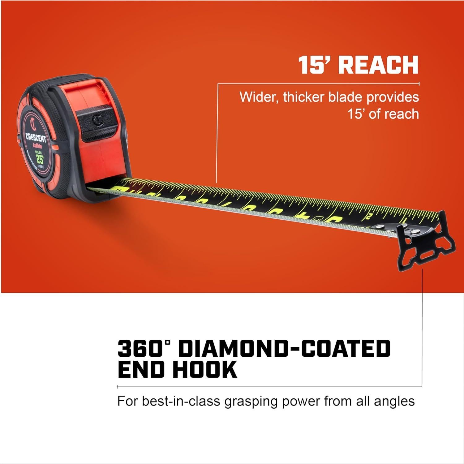 Cinta Métrica WORKHORSE Crescent 10.67 m Doble Cara NITE EYE