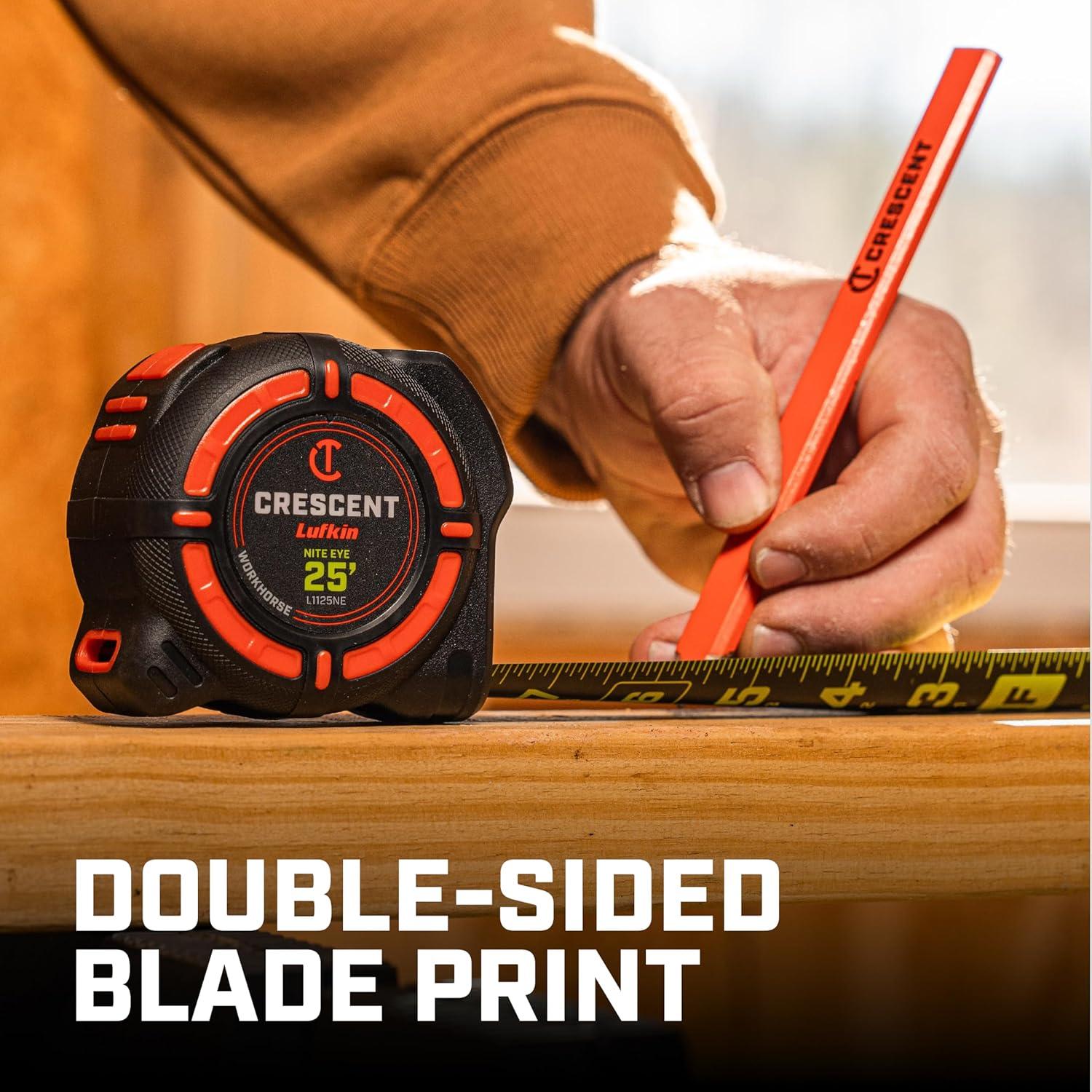Cinta Métrica WORKHORSE Crescent 10.67 m Doble Cara NITE EYE