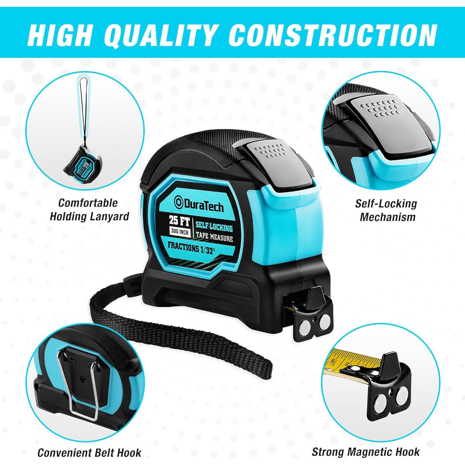 Cinta Métrica Duratech 7.62m Auto-Bloqueo Magnética Doble Cara