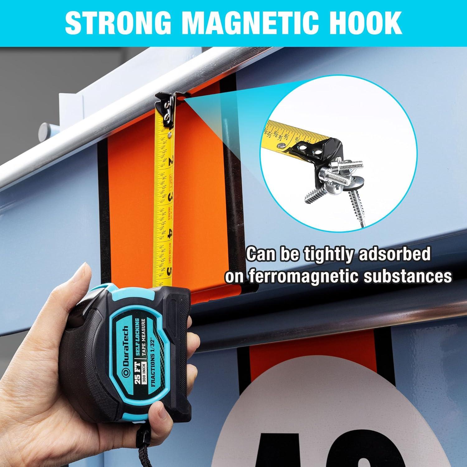 Cinta Métrica Duratech 7.62m Auto-Bloqueo Magnética Doble Cara