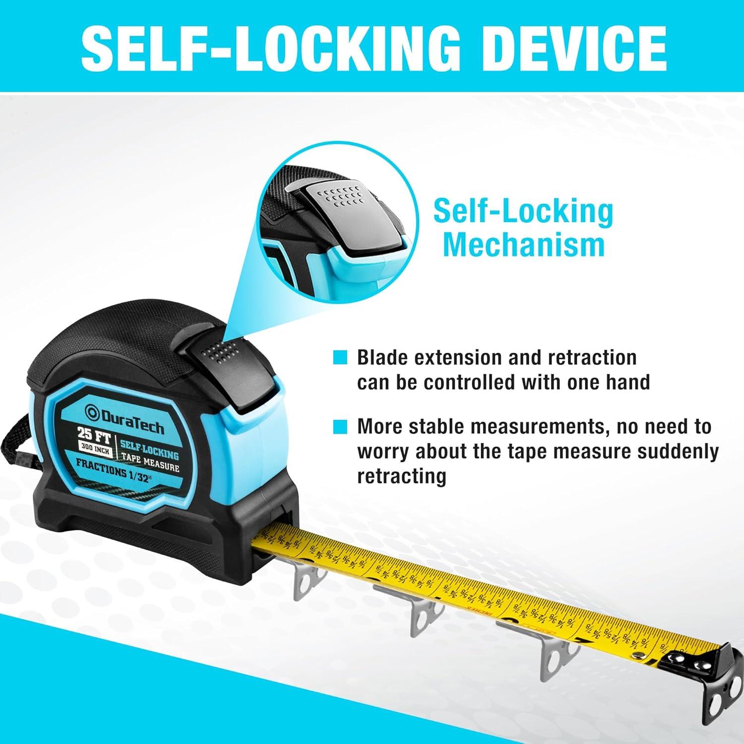 Cinta Métrica Duratech 7.62m Auto-Bloqueo Magnética Doble Cara