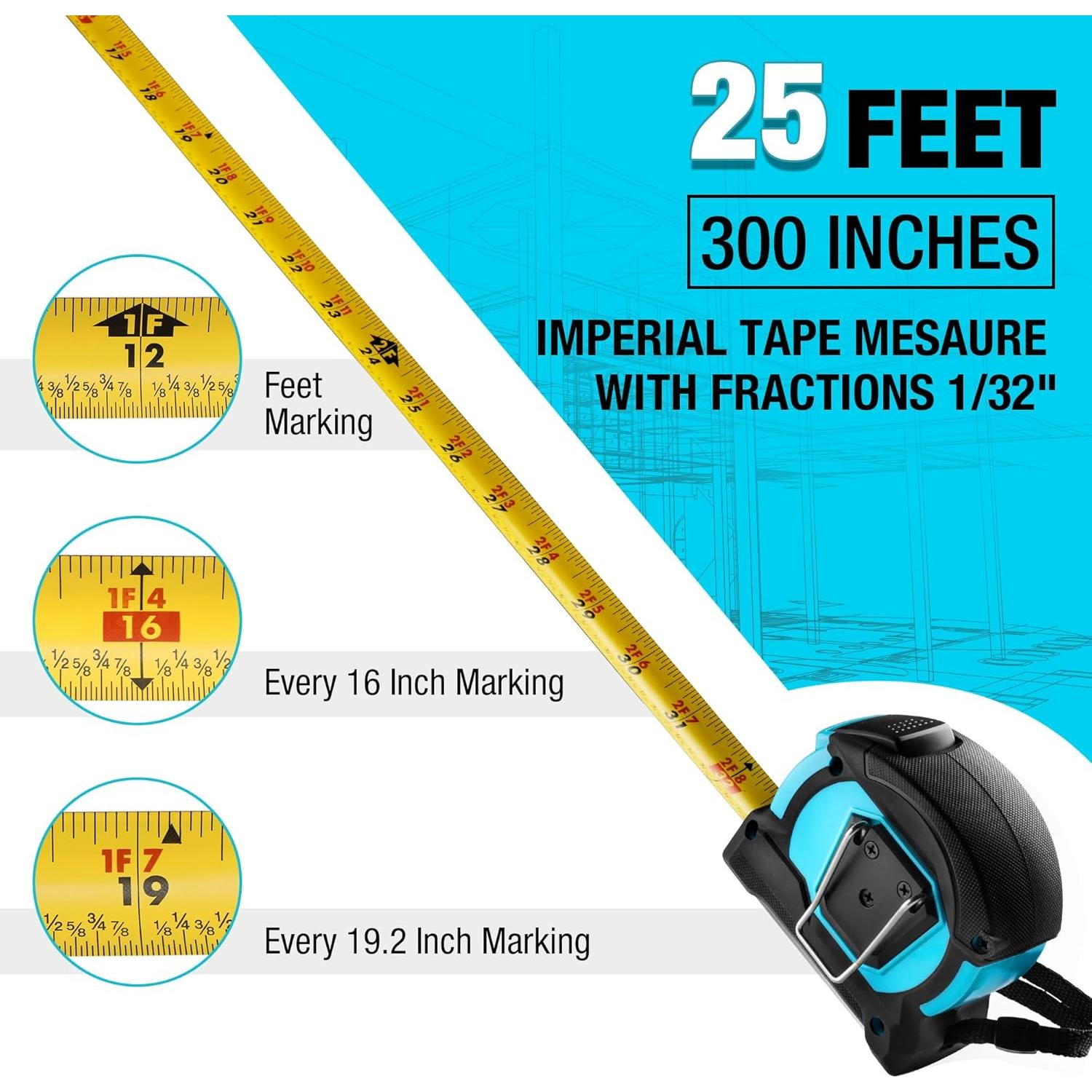 Cinta Métrica Duratech 7.62m Auto-Bloqueo Magnética Doble Cara