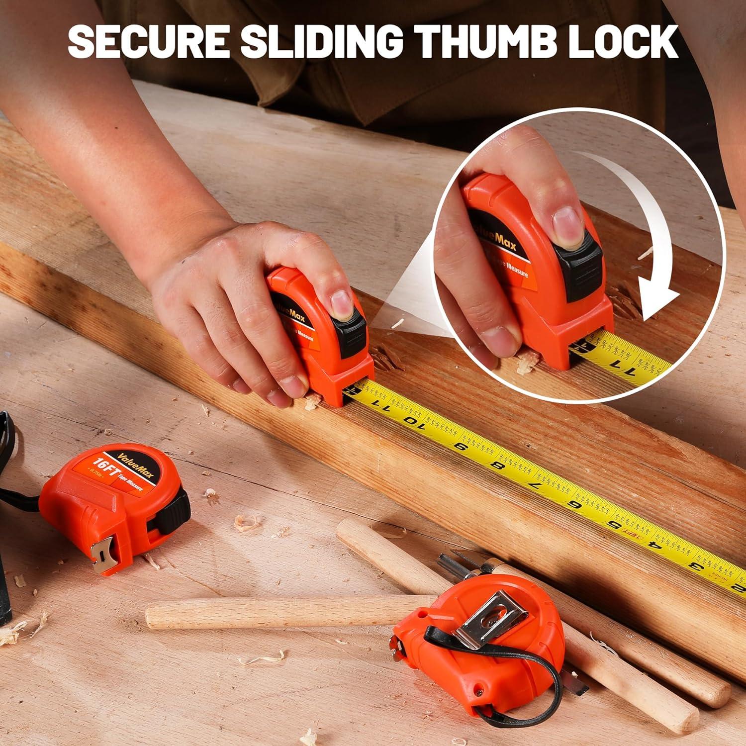 Cinta Métrica ValueMax 4.88m 3 Pack con Fracciones 1/8