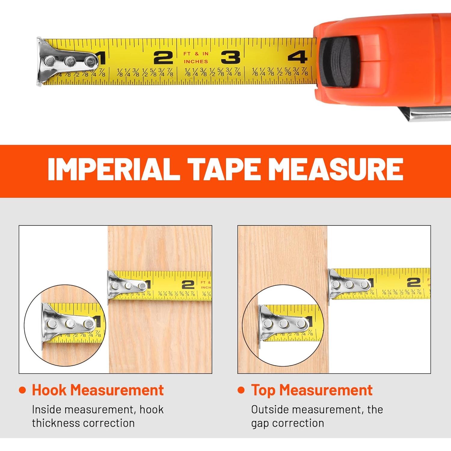 Cinta Métrica ValueMax 4.88m 3 Pack con Fracciones 1/8