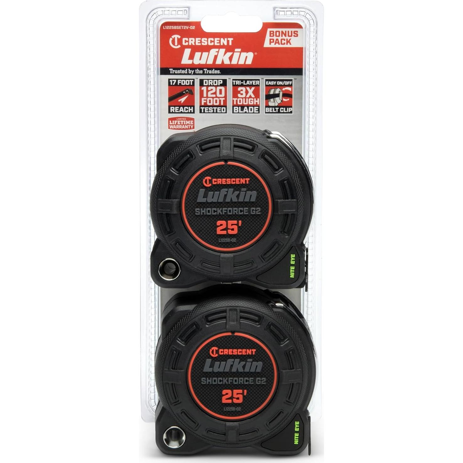 Cinta Métrica Lufkin Shockforce G2 7.62 m 2 Paquete