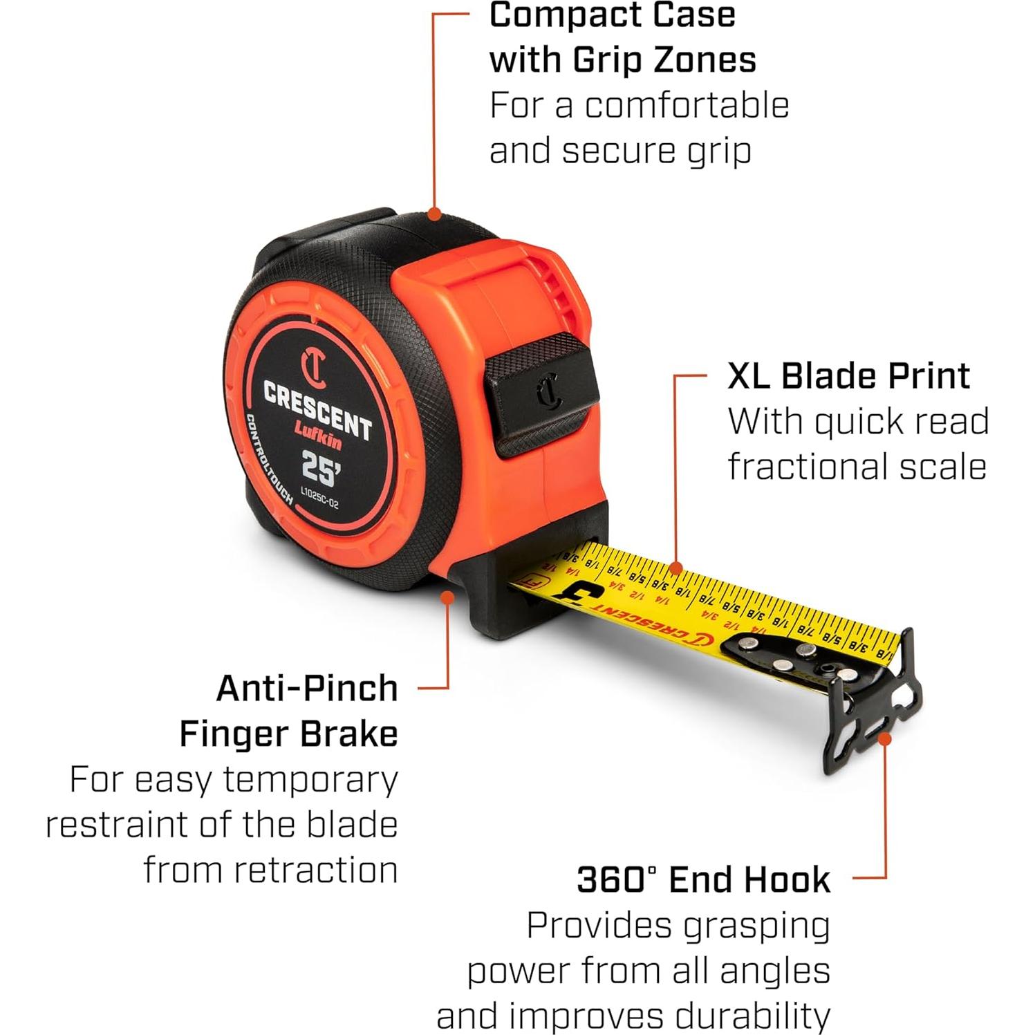 Cinta Métrica de Ingeniero Lufkin 7.62 m con Control de Punta