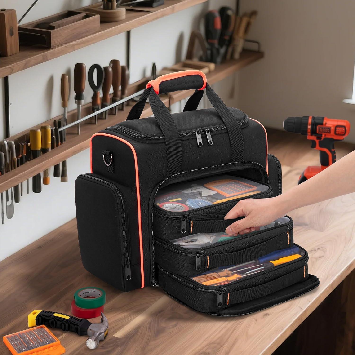 Bolsa de Herramientas Marscamd con 3 Estuches Removibles Negra