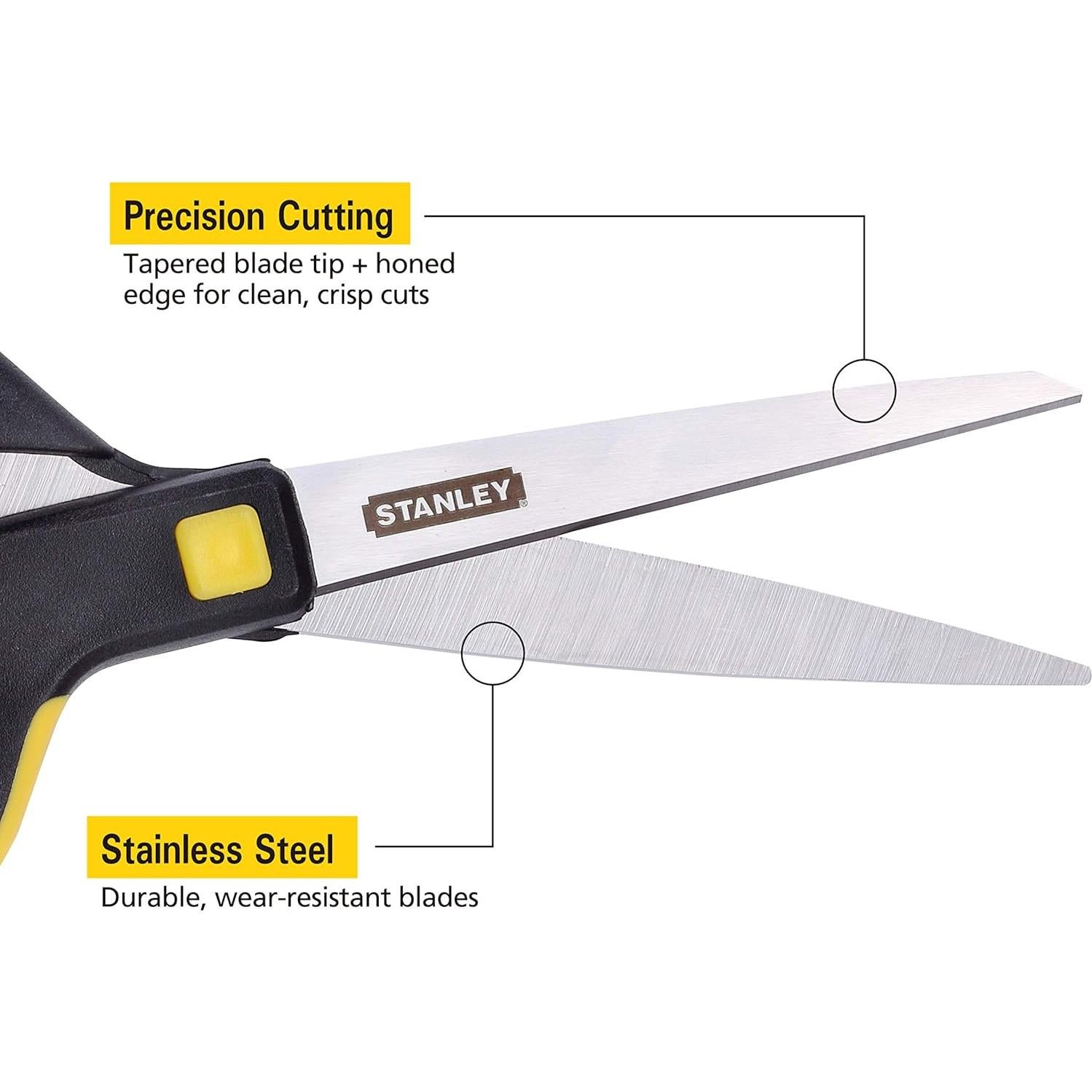 Tijeras Ergonómicas Stanley 20 cm Acero Inoxidable Amarillo