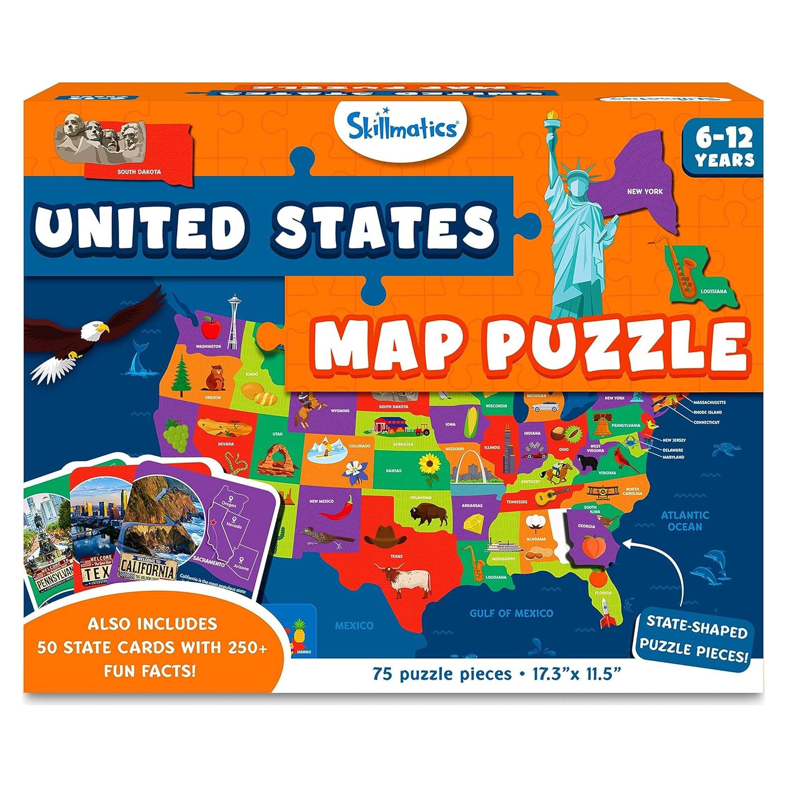 Rompecabezas Educativo Skillmatics Mapa de EE.UU. 75 Piezas