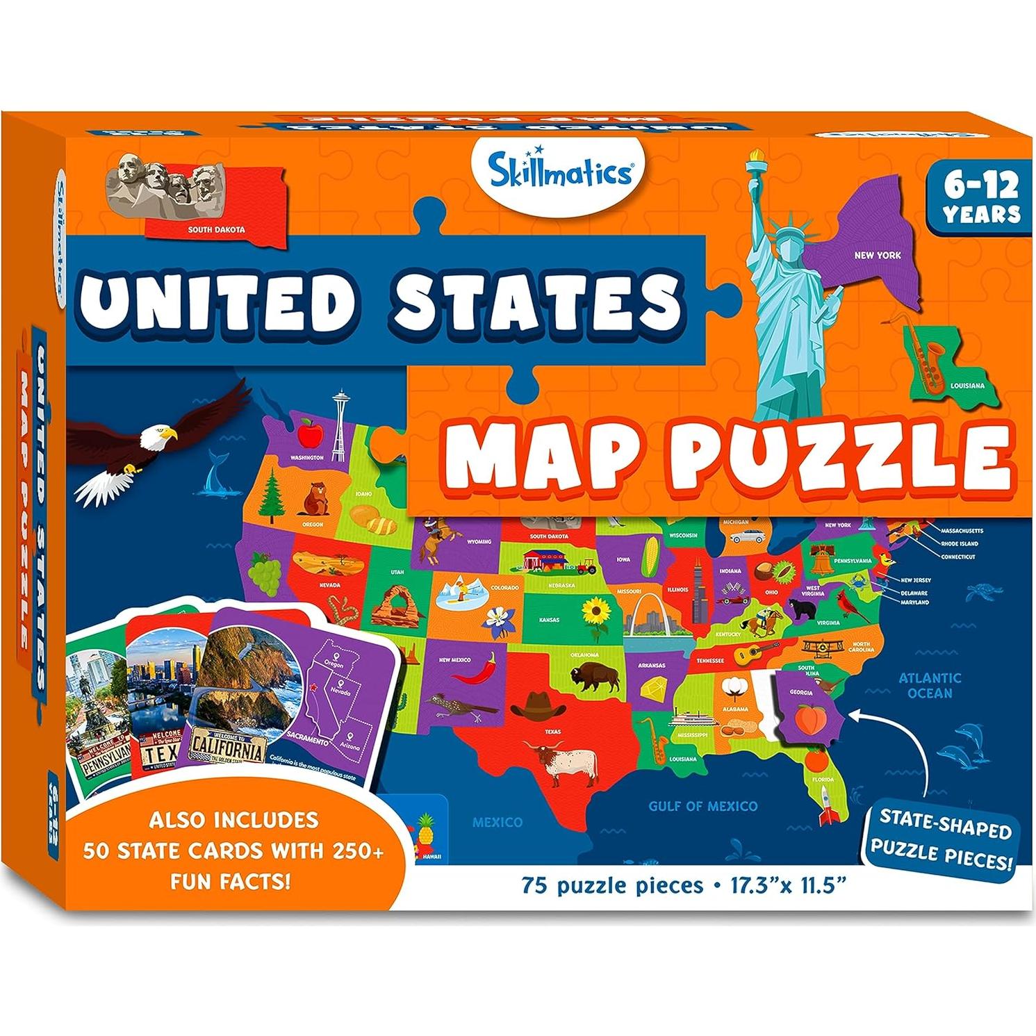 Rompecabezas Educativo Skillmatics Mapa de EE.UU. 75 Piezas
