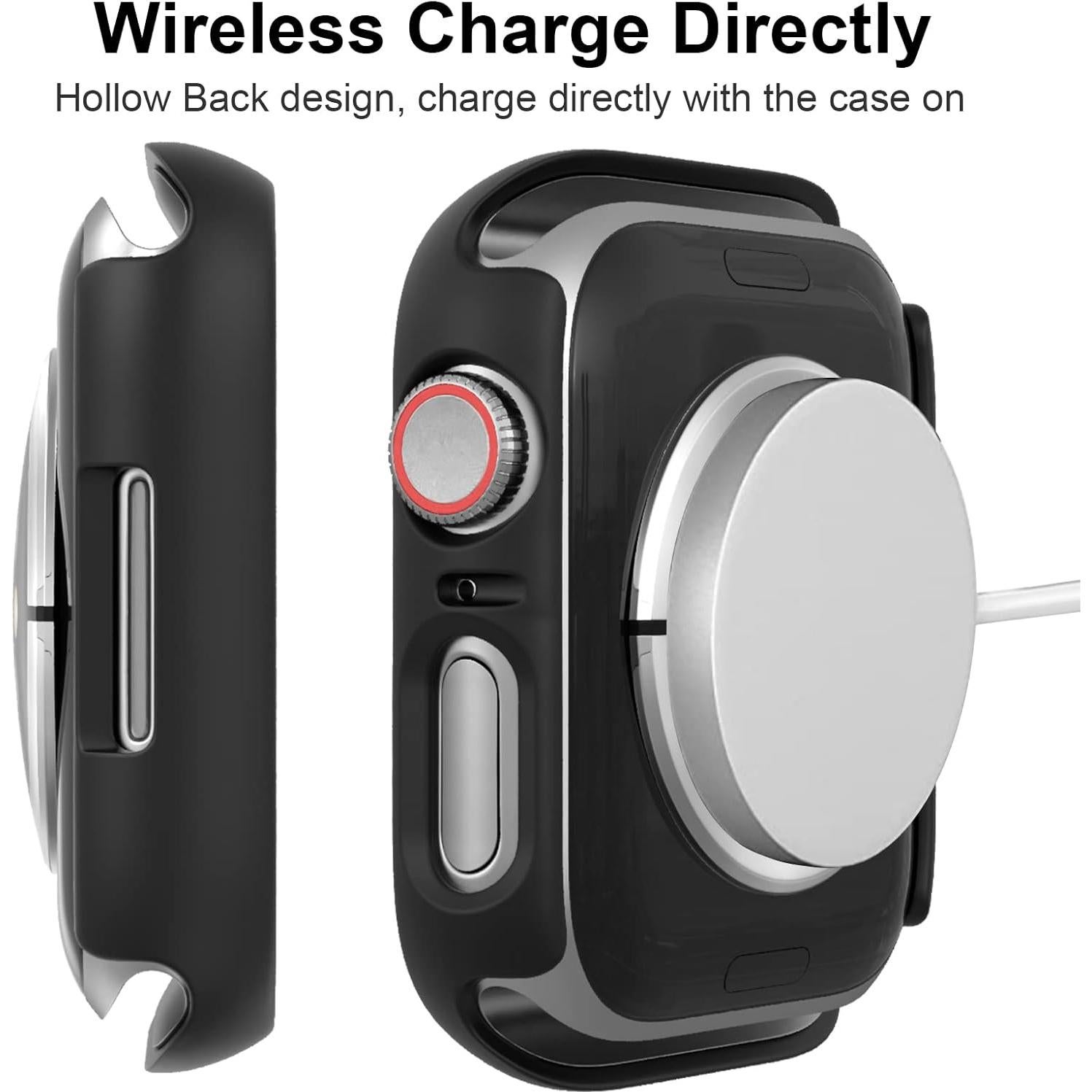 Cuteey 2 Pack for Apple Watch SE 2022 Series 6 5 4 Privacy Screen Protector Case 44mm, Uni-SPy Glass Protector Hard PC Cover Bumper for iWatch 6 5 4 44mm Accessories, Black/Black