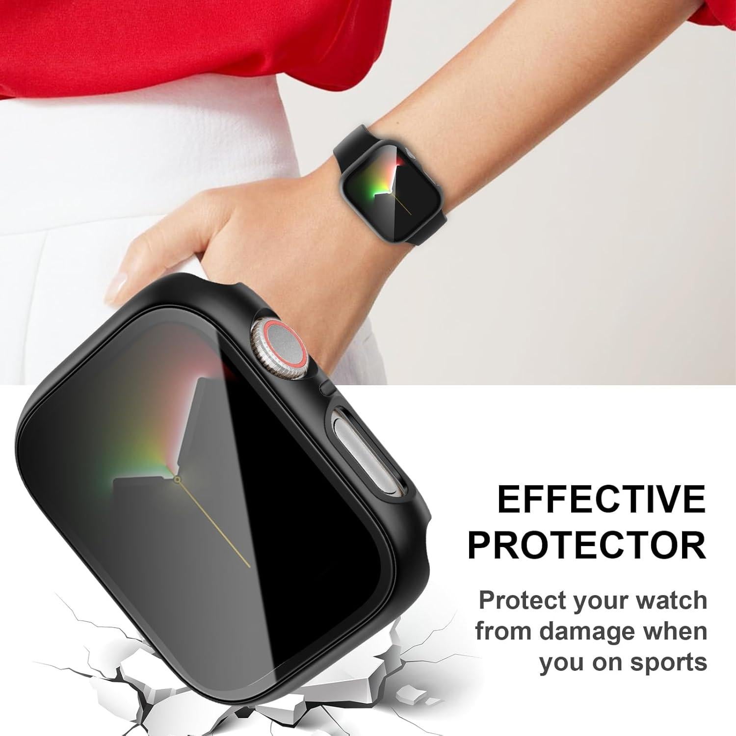 Cuteey 2 Pack for Apple Watch SE 2022 Series 6 5 4 Privacy Screen Protector Case 44mm, Uni-SPy Glass Protector Hard PC Cover Bumper for iWatch 6 5 4 44mm Accessories, Black/Black