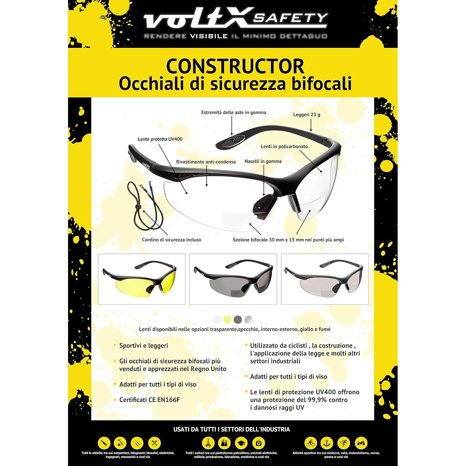 Gafas de Seguridad Bifocales VoltX Constructor +3.5 Dioptrías