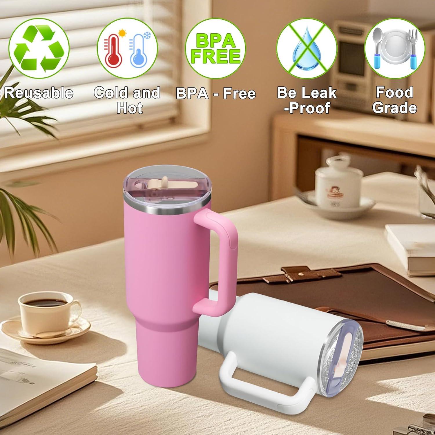 2 Tapas Reemplazo para Vaso Stanley 40oz con Popote a Prueba de Fugas